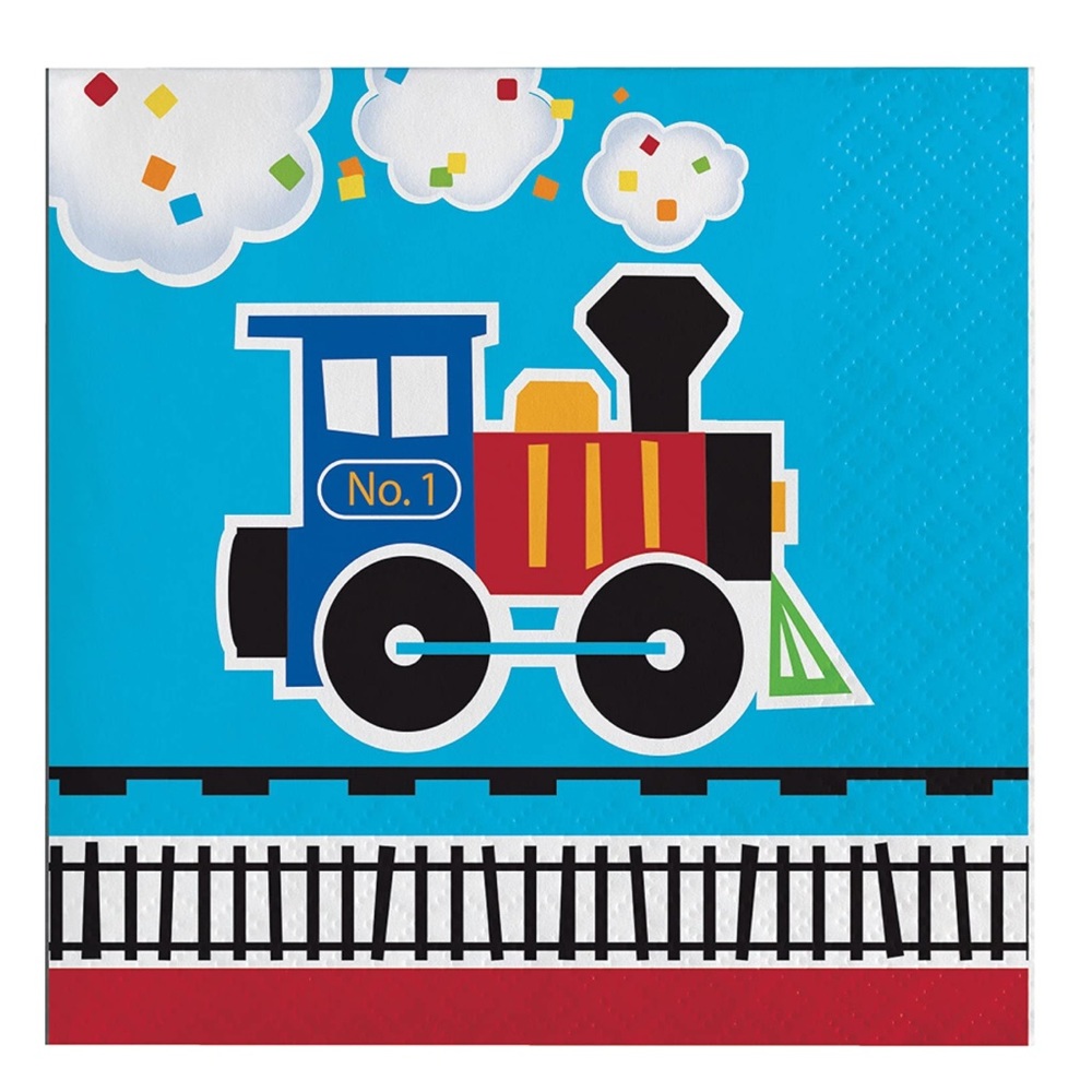 Creative Converting All Aboard Train Beverage Paper Napkins, 16 ct